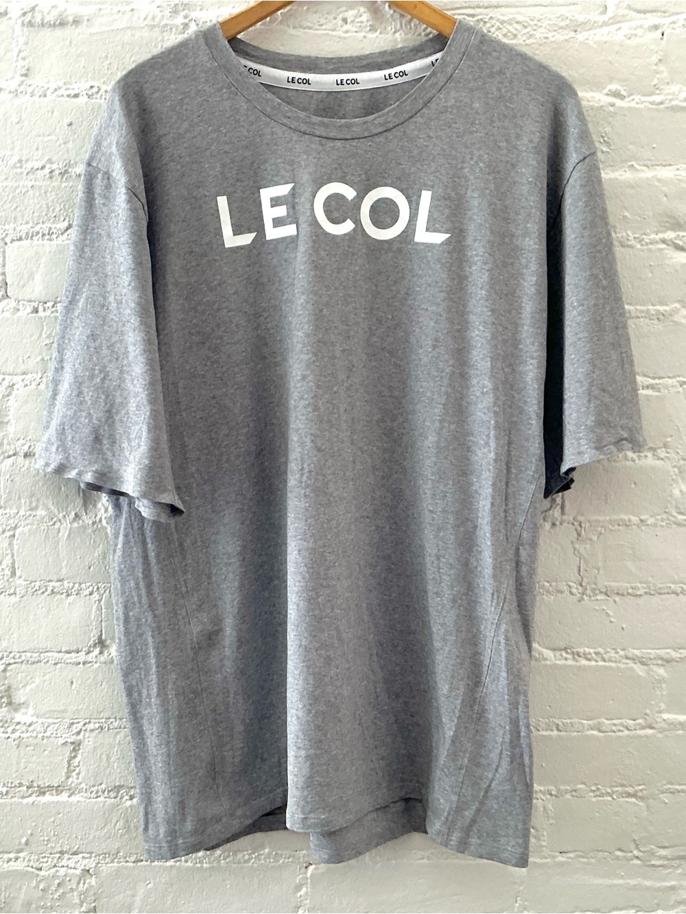 Le Col Heather Grey Cotton Blend Logo T-Shirt Technical Shirt Mens Size 3XL